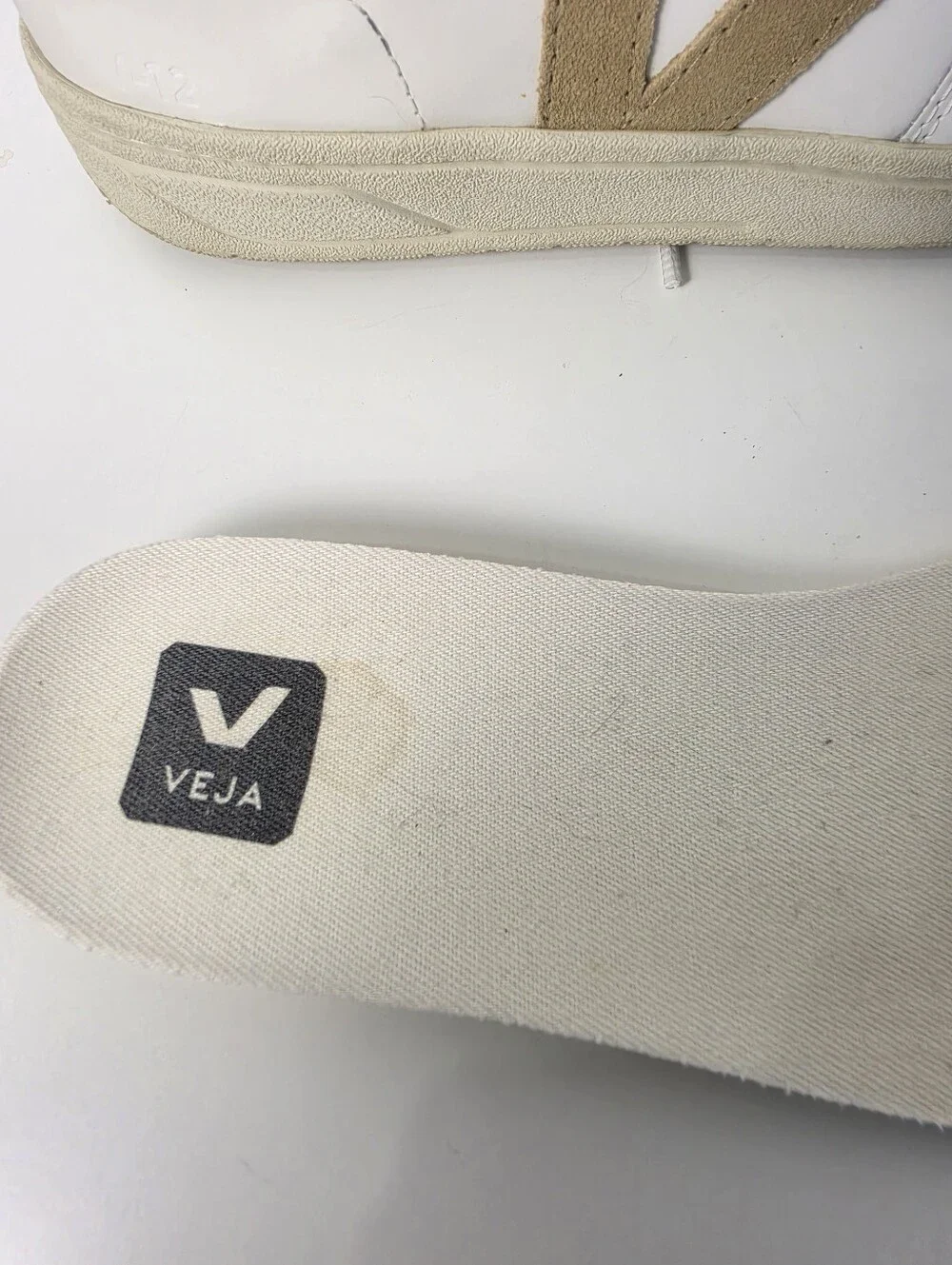 Veja V-12 Leather Suede Sneakers White Dune Size US 8 EU 39